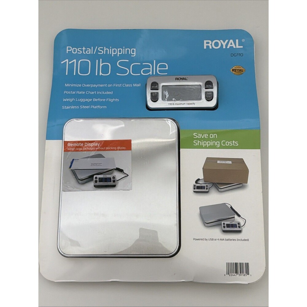 Royal DG110 Shipping Postal Scale Wired Remote Silver LED Display StainlessSteel